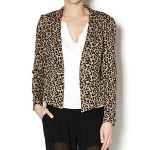 Greylin Cheetah print Ponti Jacket blazer shoulder pads pink rock